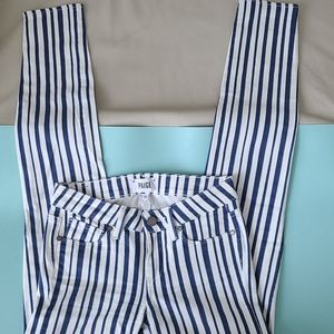 Paige White/Navy Stripe Verdugo Ultra Skinny Sz 25